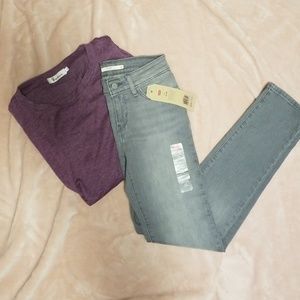NWT 712 Slim Levis Jeans-Light Wash Grey 25x32